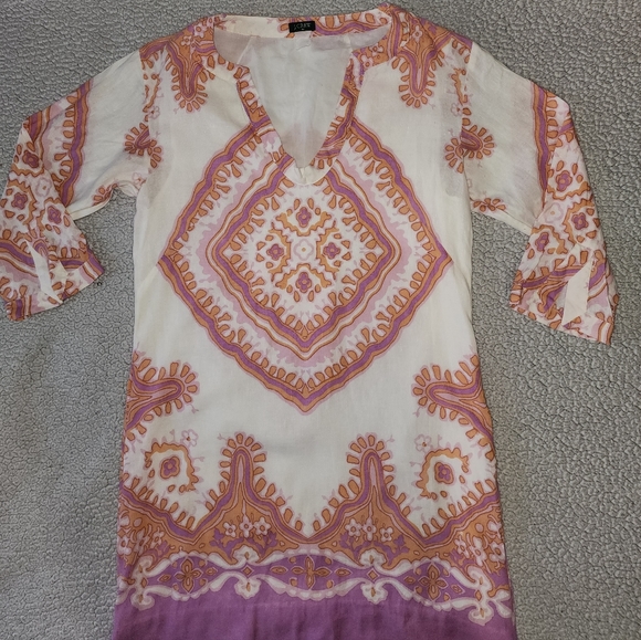 J. Crew Gorgeous 😍 , Orange , And Purple , Boho , Style Dress - Picture 7 of 16